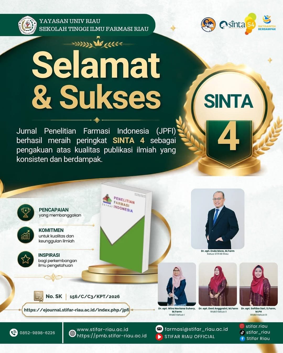 [SELAMAT & SUKSES] Kabar membanggakan datang dari Jurnal Penelitian Farmasi Indonesia (JPF…