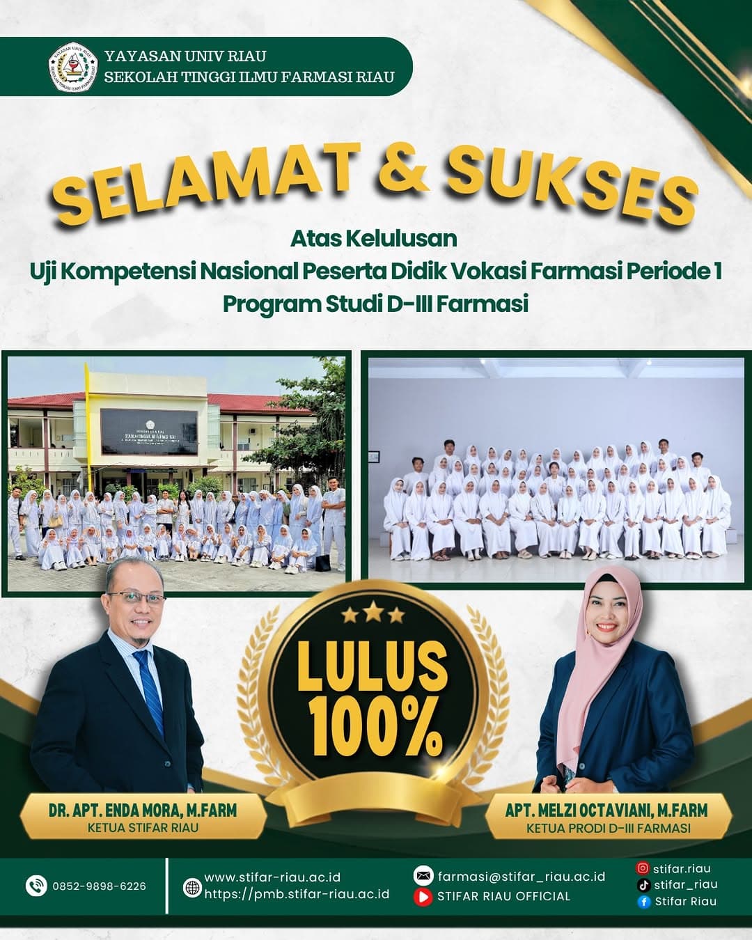 [SELAMAT & SUKSES] Selamat kepada seluruh mahasiswa Program Studi D-III Farmasi STIFAR Ria…