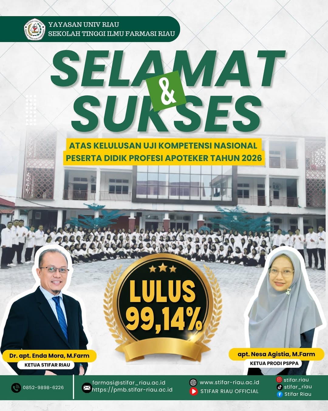 [SELAMAT & SUKSES] Selamat kepada seluruh mahasiswa Program Studi Pendidikan Profesi Apote…