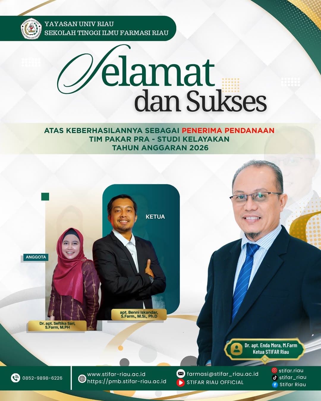 [SELAMAT DAN SUKSES] Segenap keluarga besar Sekolah Tinggi Ilmu Farmasi Riau mengucapkan s…