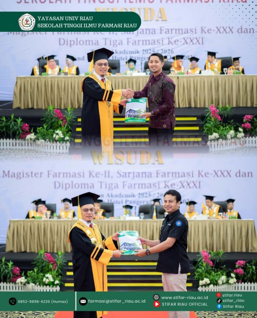STIFAR Riau kembali melahirkan lulusan-lulusan terbaik melalui Wisuda Magister Farmasi Ke-II, Sarjana Farmasi Ke-XXX, dan Diploma Tiga Farmasi Ke-XXXI
