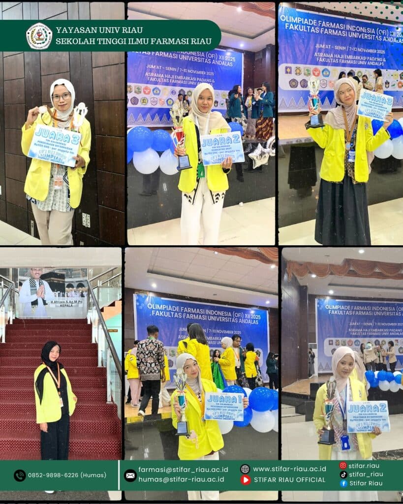 TIM STIFAR Riau berhasil membawa pulang berbagai penghargaan bergengsi. Pada ajang Olimpiade Farmasi Indonesia (OFI) XII 2025 yang diselenggarakan oleh Fakultas Farmasi Universitas Andalas