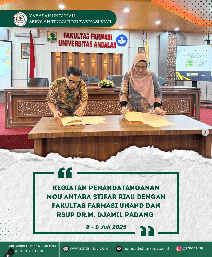 PENANDATANGANAN MOU ANTARA STIFAR RIAU DENGAN FAKULTAS FARMASI UNAND & RSUP DR.M. DJAMIL PADANG