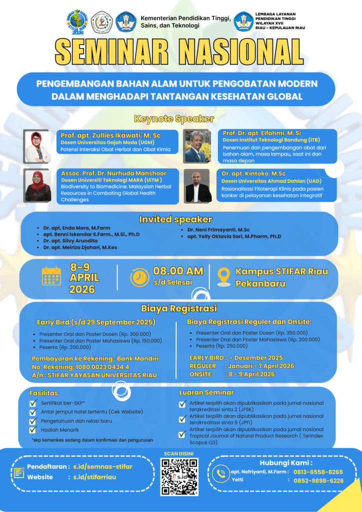 SEMINAR NASIONAL ( PENGEMBANGAN BAHAN ALAM UNTUK PENGOBATAN MODERN DALAM MENGHADAPI TANTANGAN KESEHATAN GLOBAL)