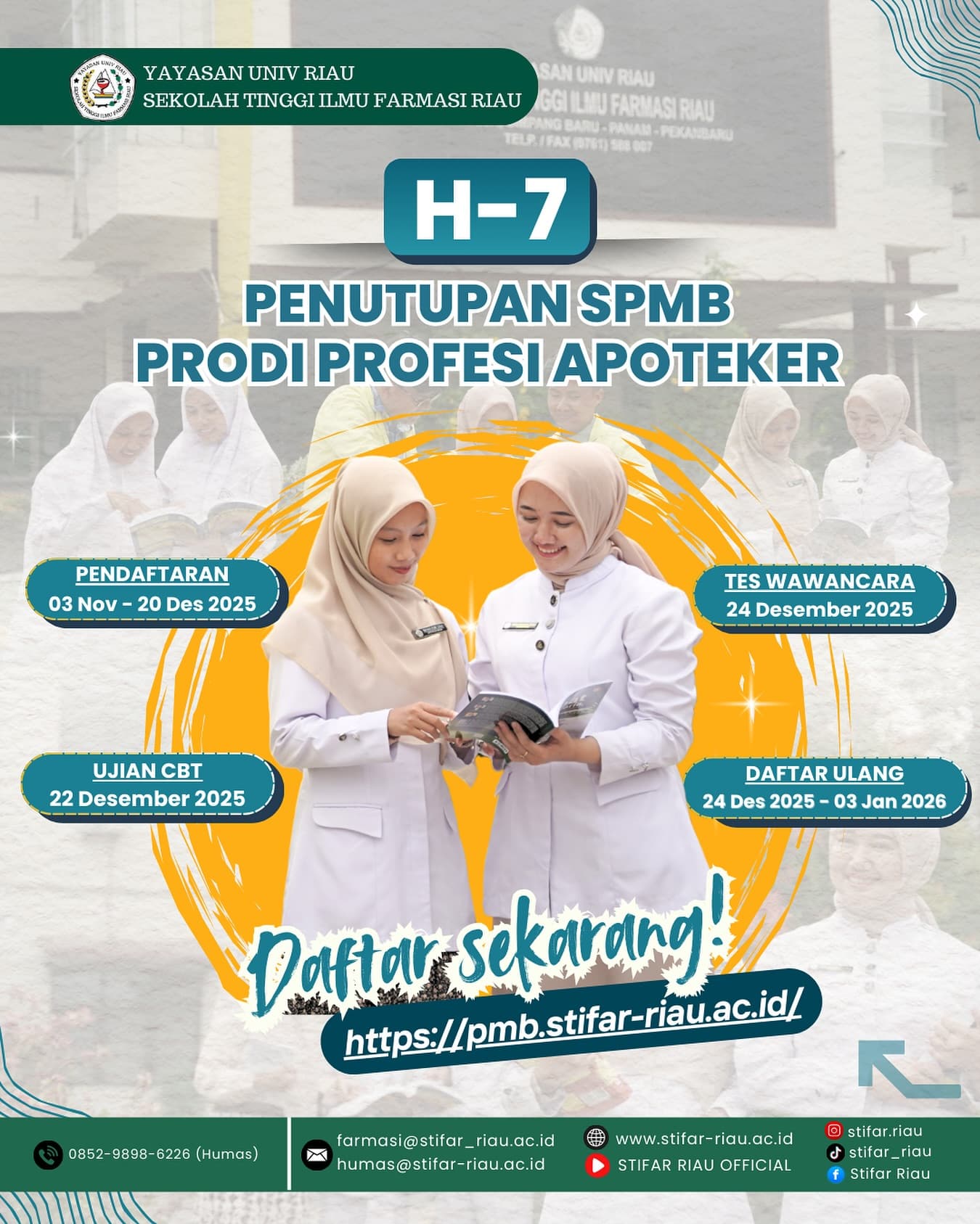 ⏰ H-7 PENUTUPAN SPMB PRODI PROFESI APOTEKER