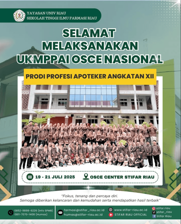 Selamat melaksanakan UKMPPAI OSCE Nasional kepada seluruh mahasiswa Prodi Profesi Apoteker Angkatan XII