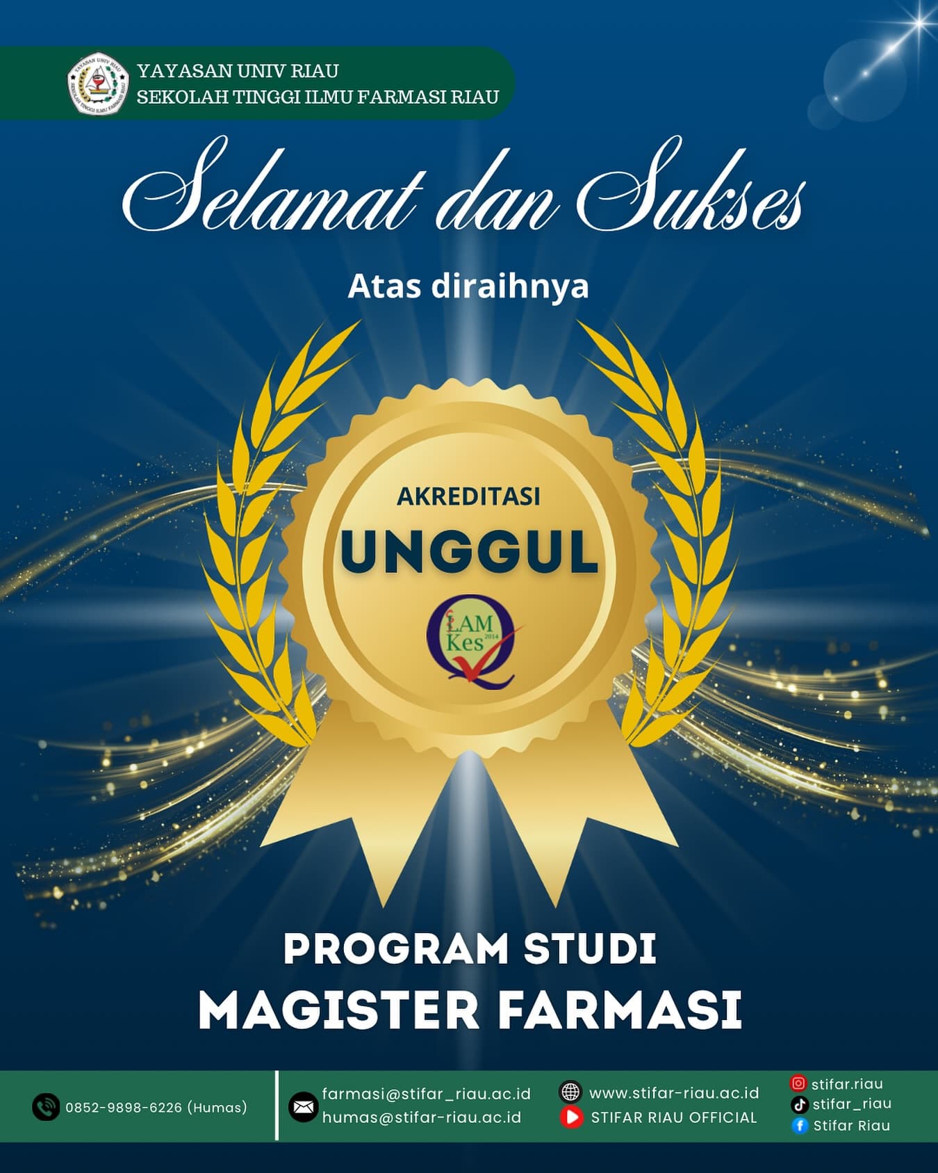 Magister Farmasi STIFAR Riau berhasil meraih predikat UNGGUL