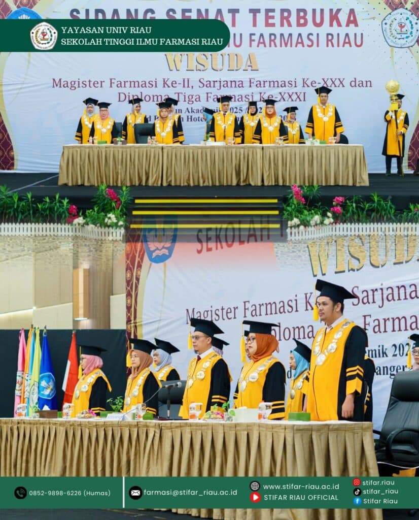 STIFAR Riau kembali melahirkan lulusan-lulusan terbaik melalui Wisuda Magister Farmasi Ke-II, Sarjana Farmasi Ke-XXX, dan Diploma Tiga Farmasi Ke-XXXI