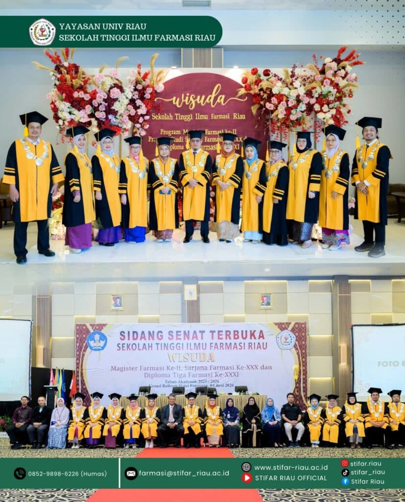 STIFAR Riau kembali melahirkan lulusan-lulusan terbaik melalui Wisuda Magister Farmasi Ke-II, Sarjana Farmasi Ke-XXX, dan Diploma Tiga Farmasi Ke-XXXI