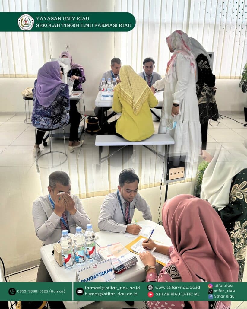 Penyuluhan, Konsultasi, dan Pemeriksaan Mata Gratis yang berlangsung di kampus STIFAR Riau.