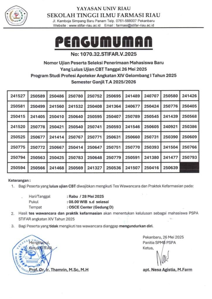 Pengumuman Hasil CBT PSPA Angkatan XIV Gelombang 1