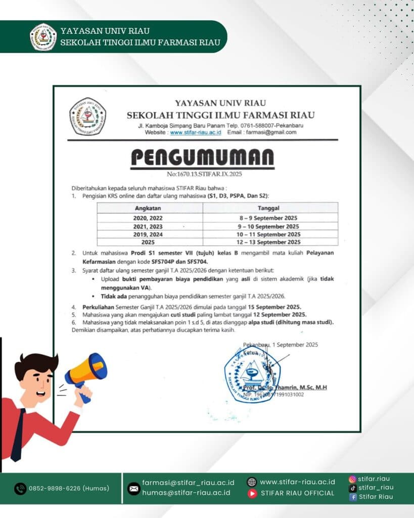 PENGUMUMAN JADWAL PENGISIAN KRS