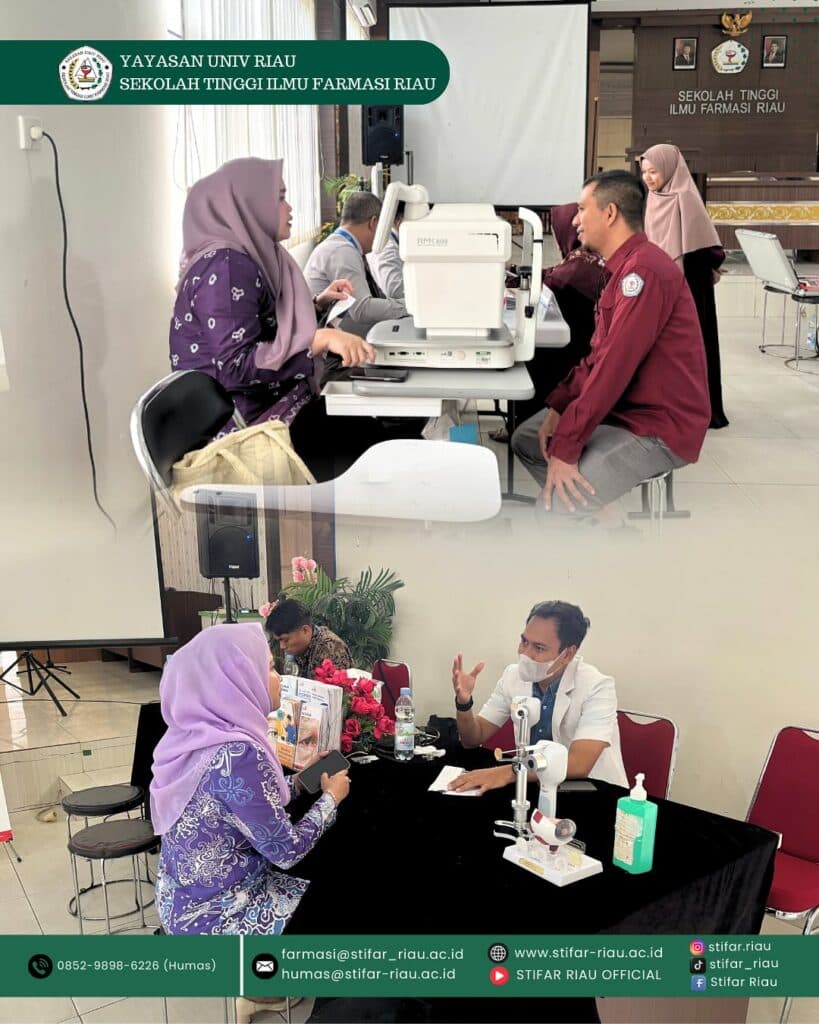 Penyuluhan, Konsultasi, dan Pemeriksaan Mata Gratis yang berlangsung di kampus STIFAR Riau.