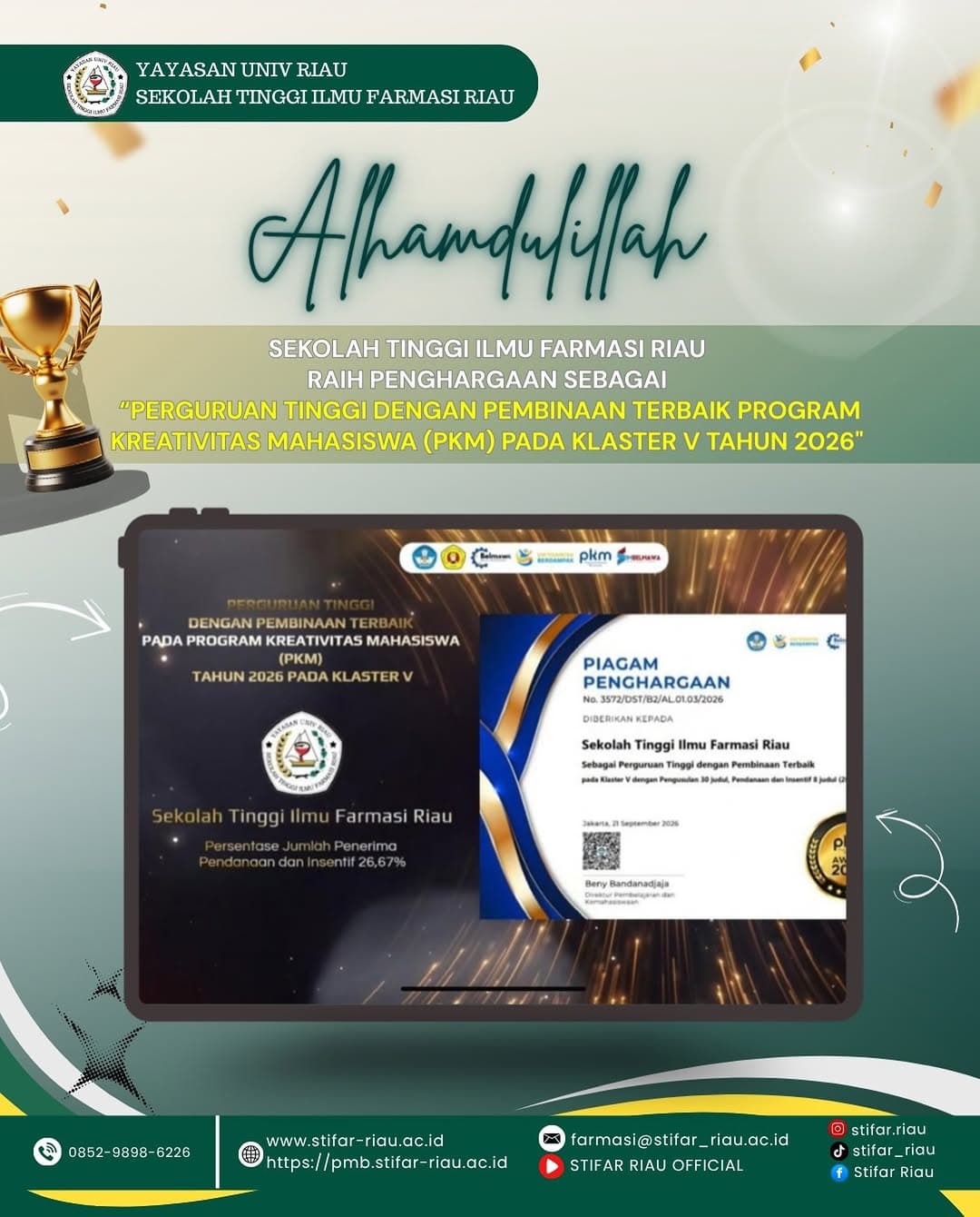 Alhamdulillah, sebuah pencapaian membanggakan kembali diraih oleh STIFAR Riau 🏆 STIFAR Ri…