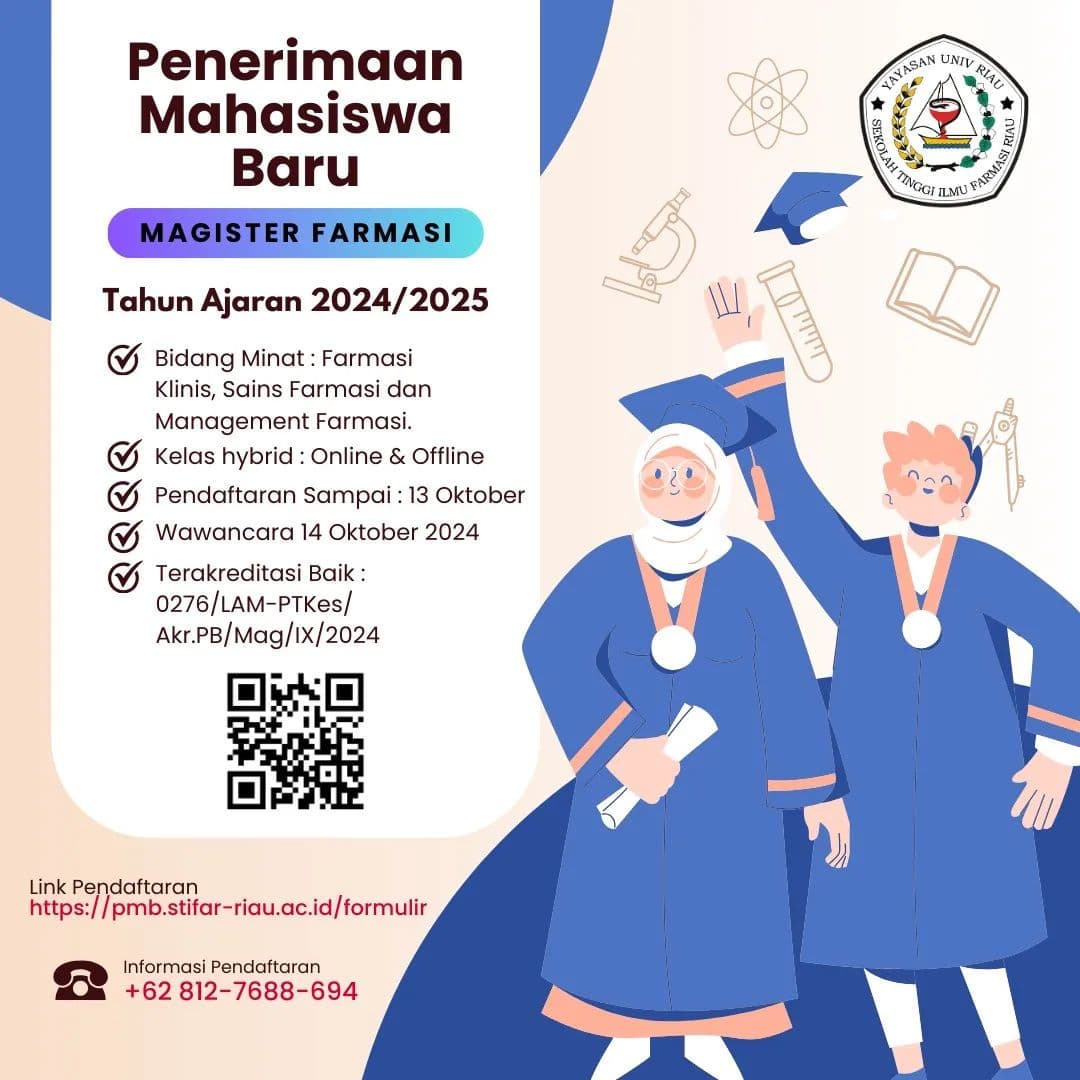 Penerimaan Mahasiswa Baru Magister Farmasi Tahun Ajaran 2024/2025