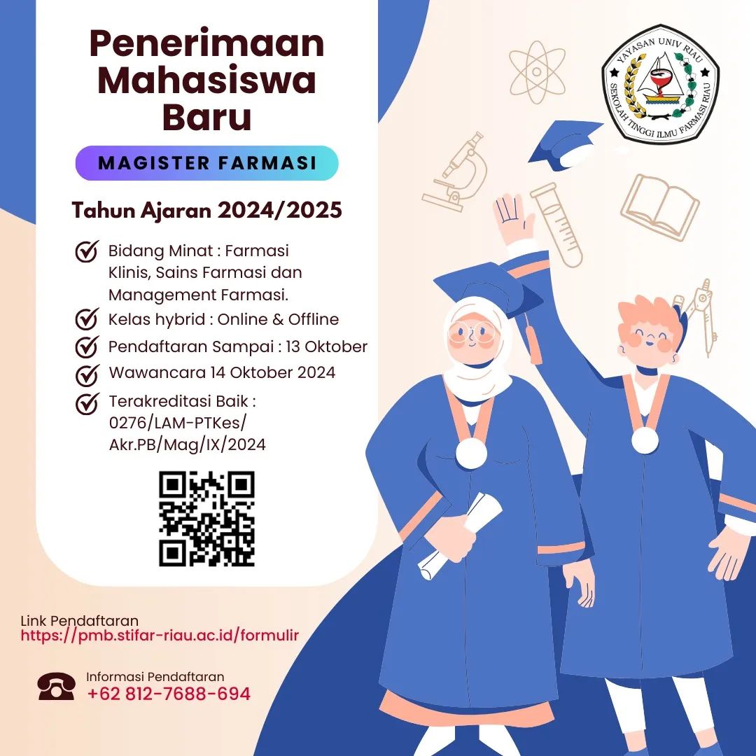 Penerimaan Mahasiswa Baru Magister Farmasi Tahun Ajaran 2024/2025